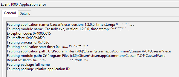 steam caesar iv crash runtime error